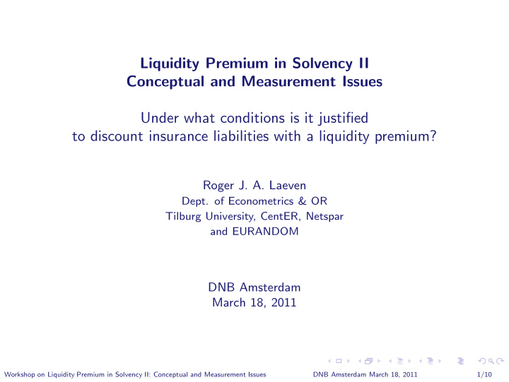 liquidity premium in solvency ii conceptual and