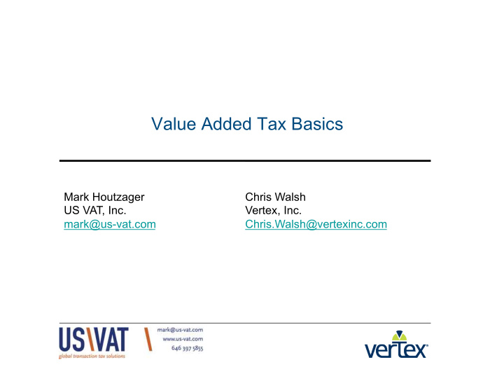 value added tax basics