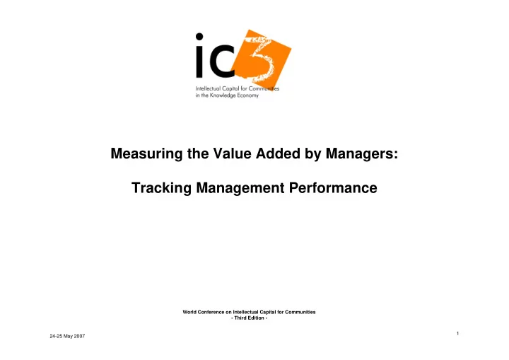 measuring the value added by managers tracking management