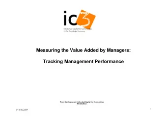 Measuring the Value Added by Managers:  Tracking Management Performance  World Conference on