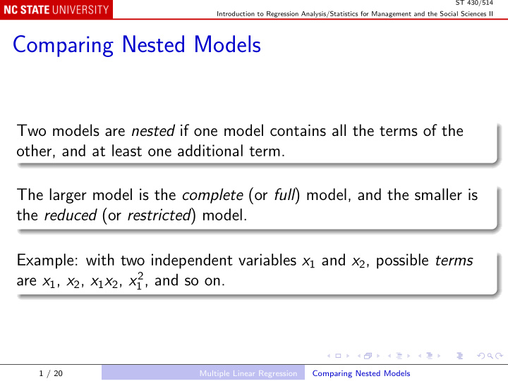 comparing nested models