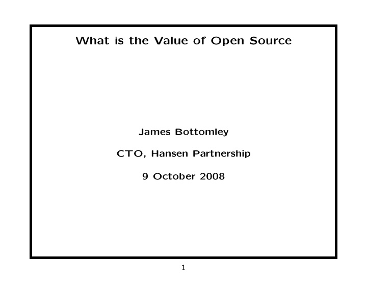 what is the value of open source