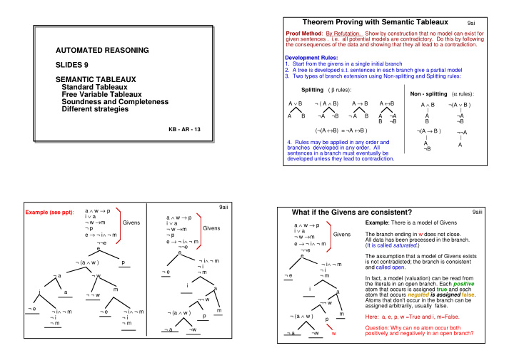 theorem proving with semantic tableaux