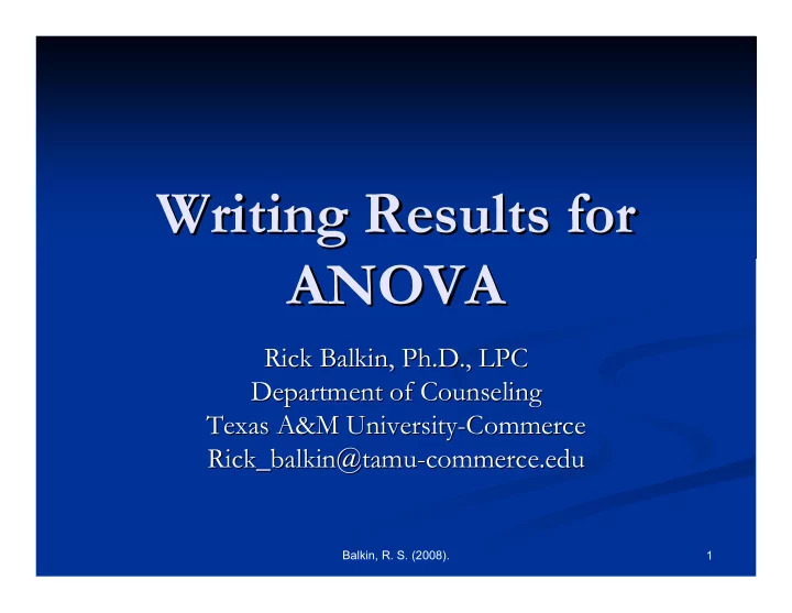 writing results for writing results for anova anova