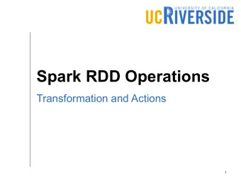 Spark RDD Operations  Transformation and Actions  1  MapReduce Vs RDD  Both MapReduce and RDD can