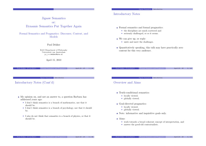 introductory notes jigsaw semantics or dynamic semantics