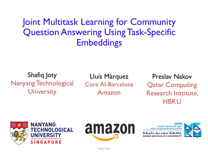 joint multitask learning for community question answering