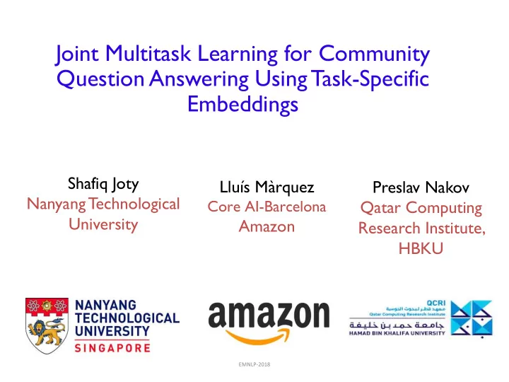 joint multitask learning for community question answering