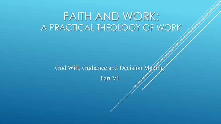 faith and work