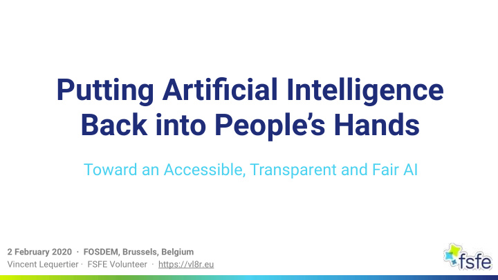 putting artifjcial intelligence back into people s hands