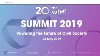 CharitySummit  @The_Wheel_IRL  TheWheelIreland  www.linkedin.com/company/the-wheel  Summit 2019