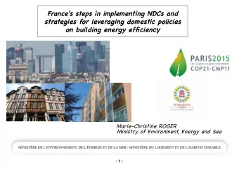 National determined contributions for Europe  40% domestic  reduction in GHG  emissions by 2030