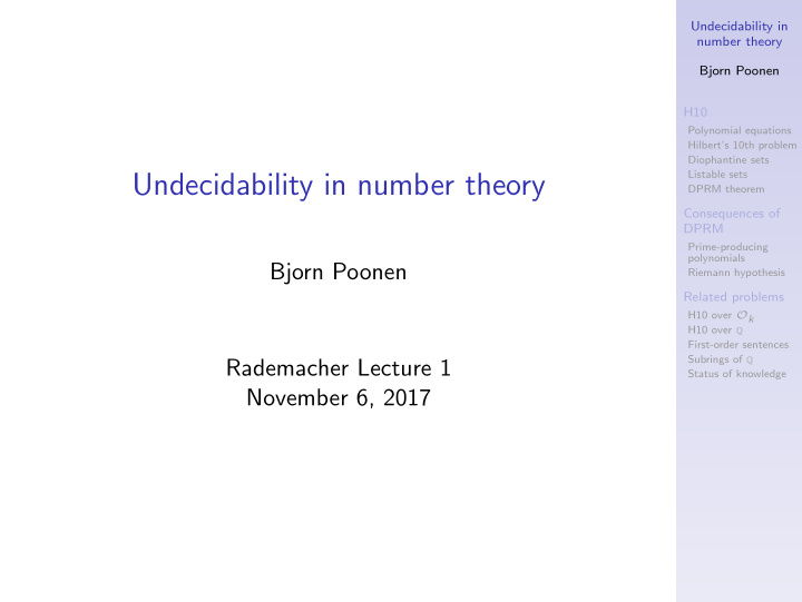 undecidability in number theory