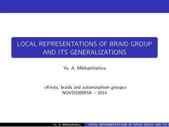LOCAL REPRESENTATIONS OF BRAID GROUP  AND ITS GENERALIZATIONS  Yu. A. Mikhalchishina  Knots,