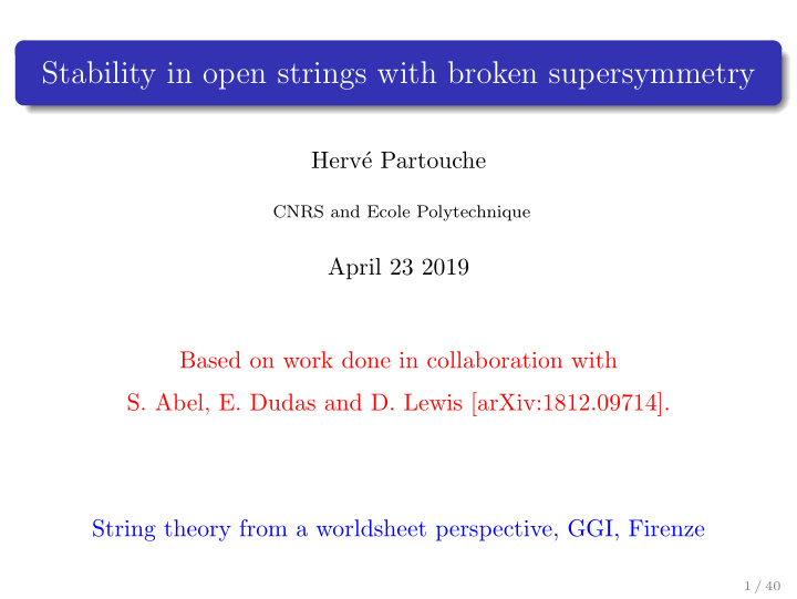 stability in open strings with broken supersymmetry