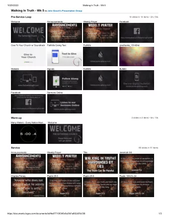 10/25/2020  Walking In Truth - Wk 5  2 Samuel 11:27  The Gathering  1 Samuel 16:1  1 Samuel