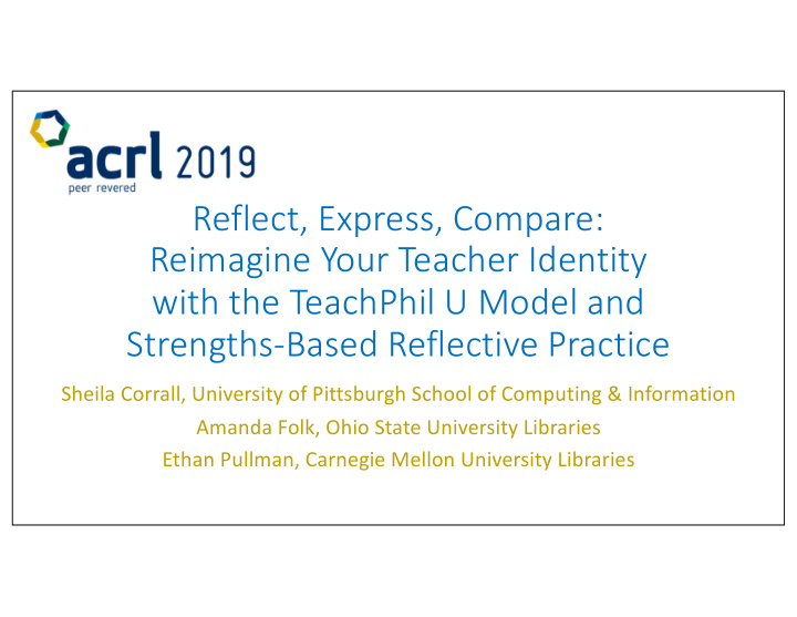 reflect express compare reimagine your teacher identity