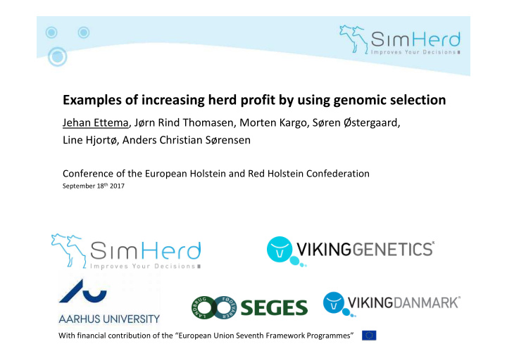 examples of increasing herd profit by using genomic