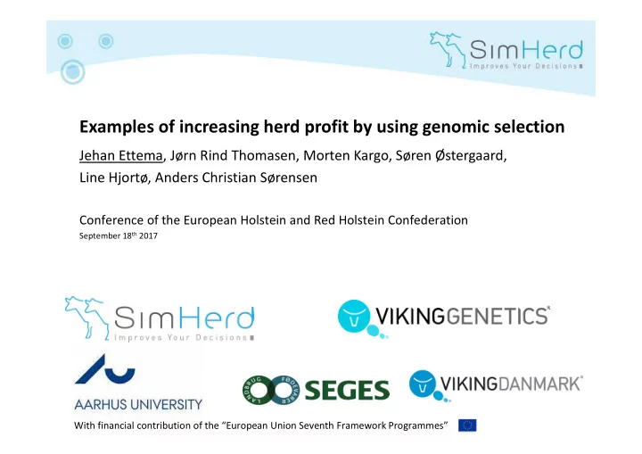 examples of increasing herd profit by using genomic