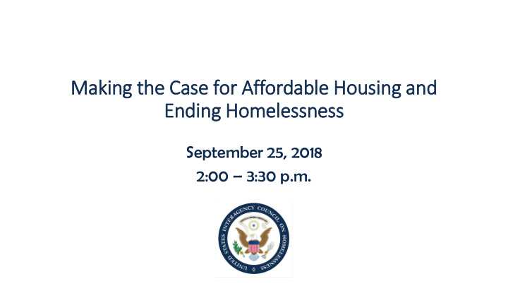 making the case for affordable housing and ending