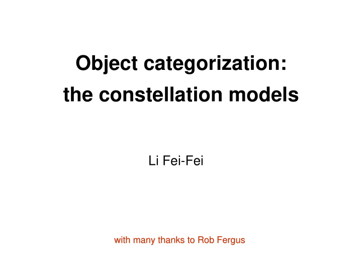 object categorization the constellation models