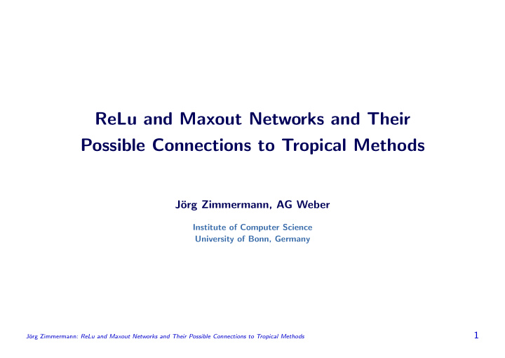 relu and maxout networks and their possible connections