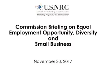 Small Business  November 30, 2017  Partnering to Last  The Office of Small Business and Civil