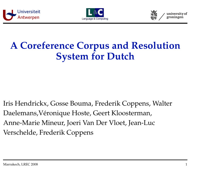 a coreference corpus and resolution system for dutch