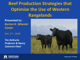 Beef Production Strategies that  Optimize the Use of Western  Rangelands  Presented to:  Burton K.