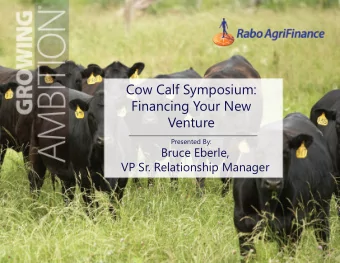 Cow Calf Symposium:  Financing Your New  Venture  Presented By:  Bruce Eberle,  VP Sr. Relationship