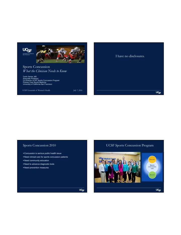 sports concussion what the clinician needs to know