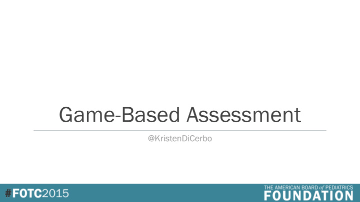 game based assessment