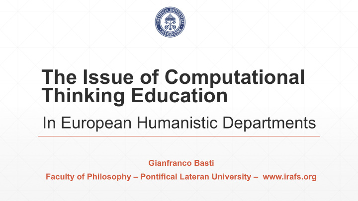 the issue of computational thinking education