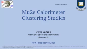 Mu2e Calorimeter  Clustering Studies Emm a Castiglia with Giani Pezzullo and Sarah Demers Yale