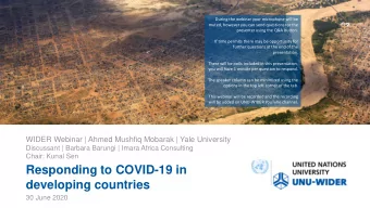 developing countries  30 June 2020  Mobility and Migration during COVID-19  Ahmed Mushfiq Mobarak