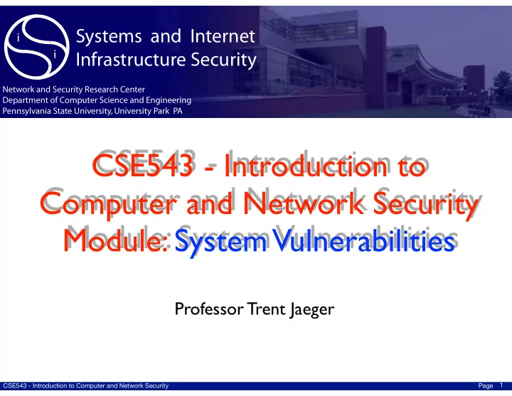 cse543 introduction to computer and network security