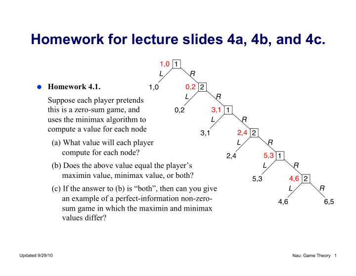 homework for lecture slides 4a 4b and 4c