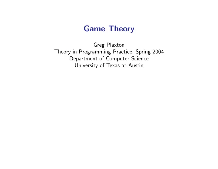 game theory