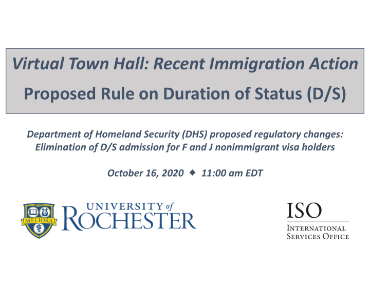 virtual town hall recent immigration action proposed rule