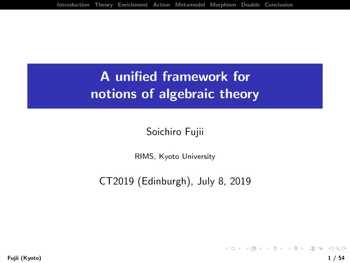 a unified framework for notions of algebraic theory