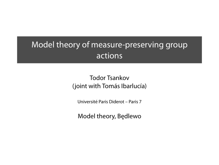 model theory of measure preserving group actions