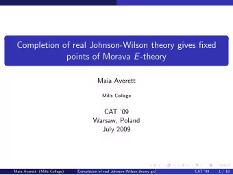 Completion of real Johnson-Wilson theory gives fixed points of Morava E -theory  Maia Averett