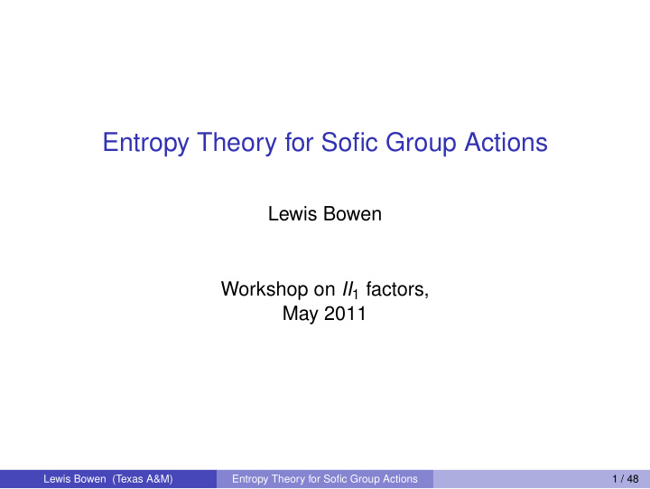 entropy theory for sofic group actions