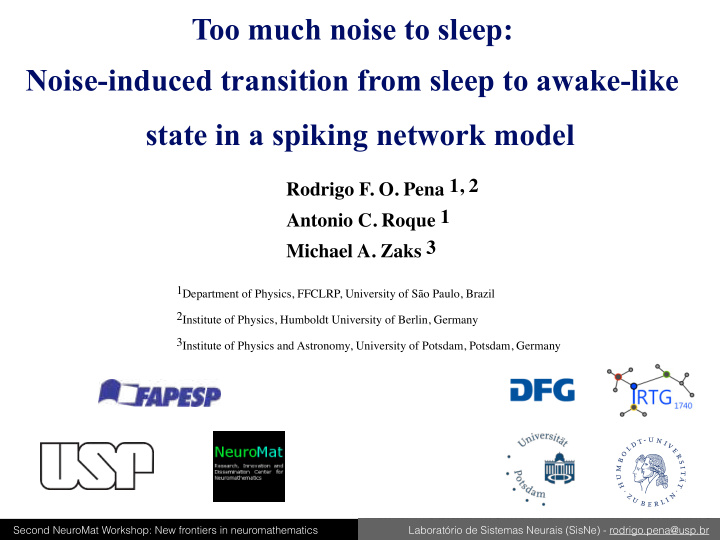 too much noise to sleep noise induced transition from