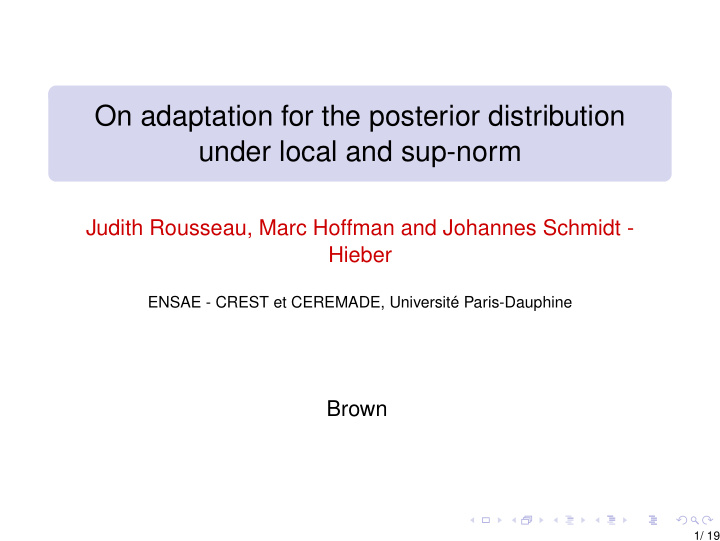 on adaptation for the posterior distribution under local