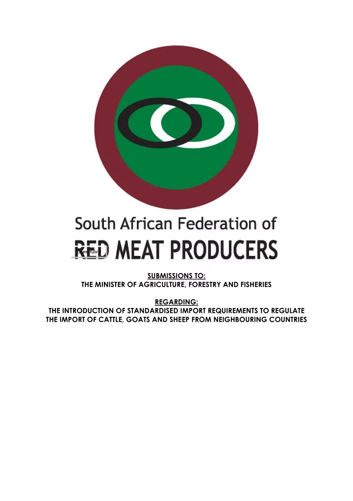 submissions to the minister of agriculture forestry and