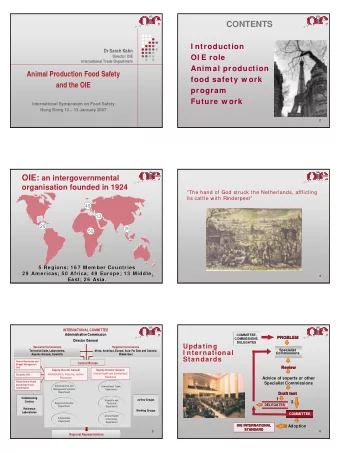 CONTENTS  I ntroduction  Dr Sarah Kahn  Director OIE  OI E role  International Trade Department