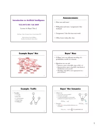 1  Building the (Entire) Joint  Example: Alarm Network  We can take a Bayes net and build any