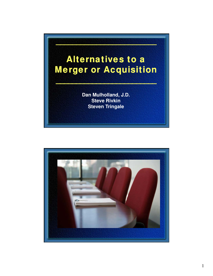 alternatives to a alternatives to a merger or acquisition