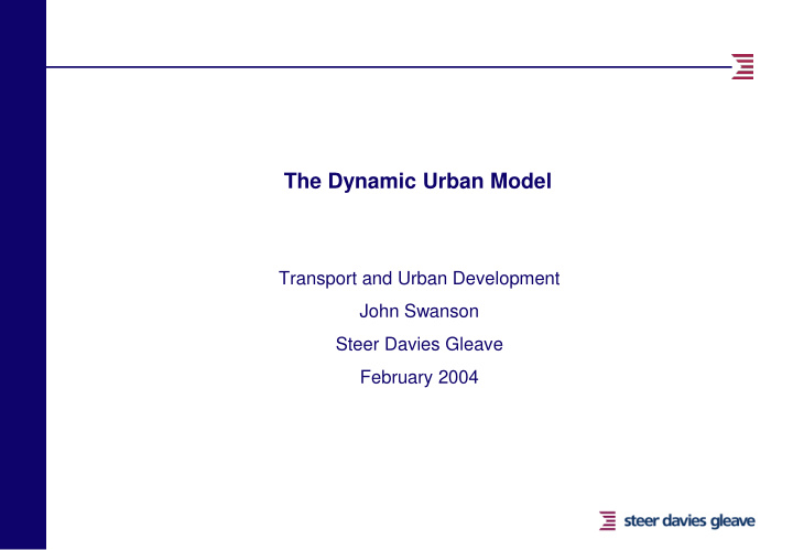 the dynamic urban model